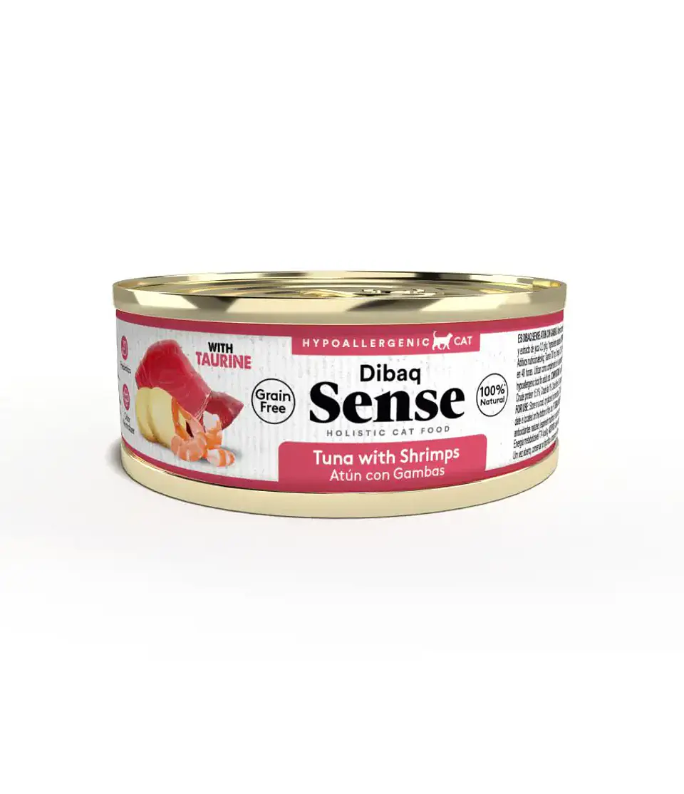 Alimento Húmedo Gato Adulto Dibaq Sense Atún Y Gambas Lata 70 Gr  1