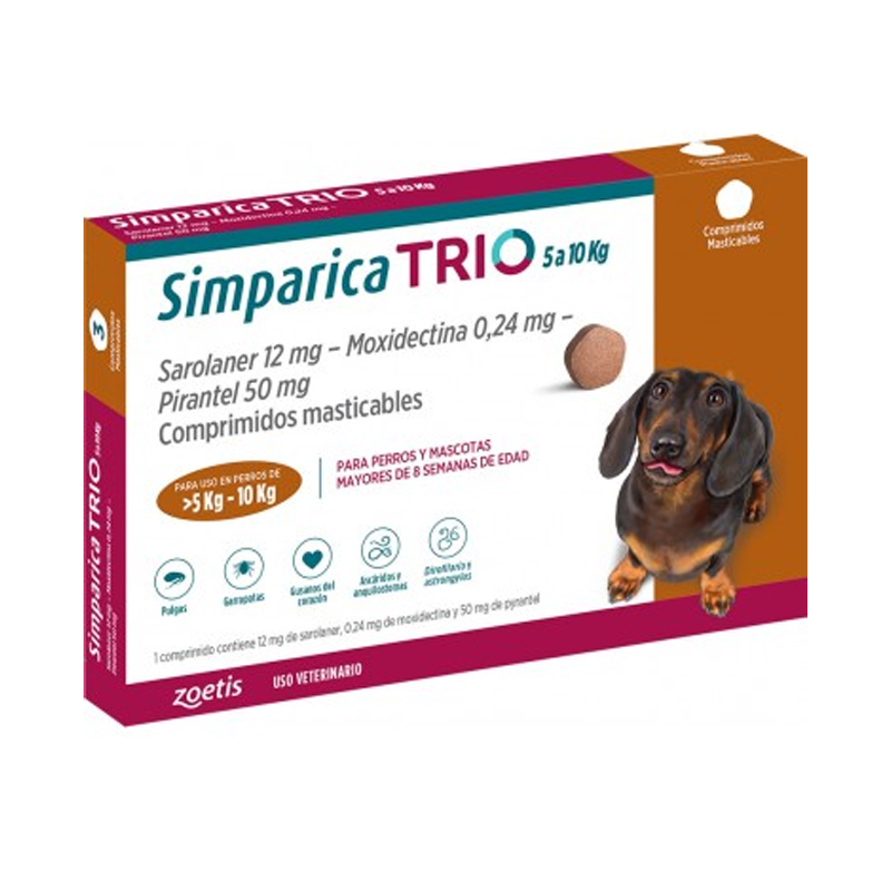 Simparica Trio 5 a 10 Kg 1 Comprimido | Bio Pet Shop -Tienda de Mascotas