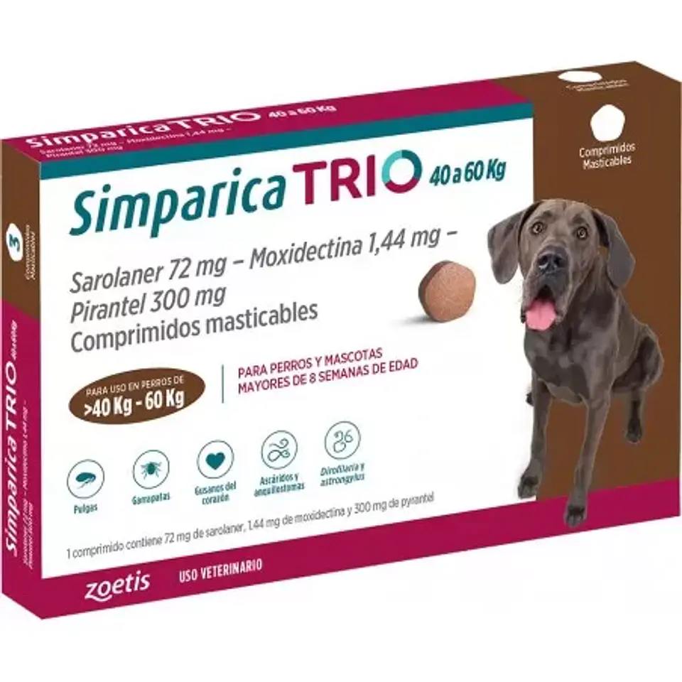 Simparica Trio 40 a 60 Kg 3 Comprimido  1