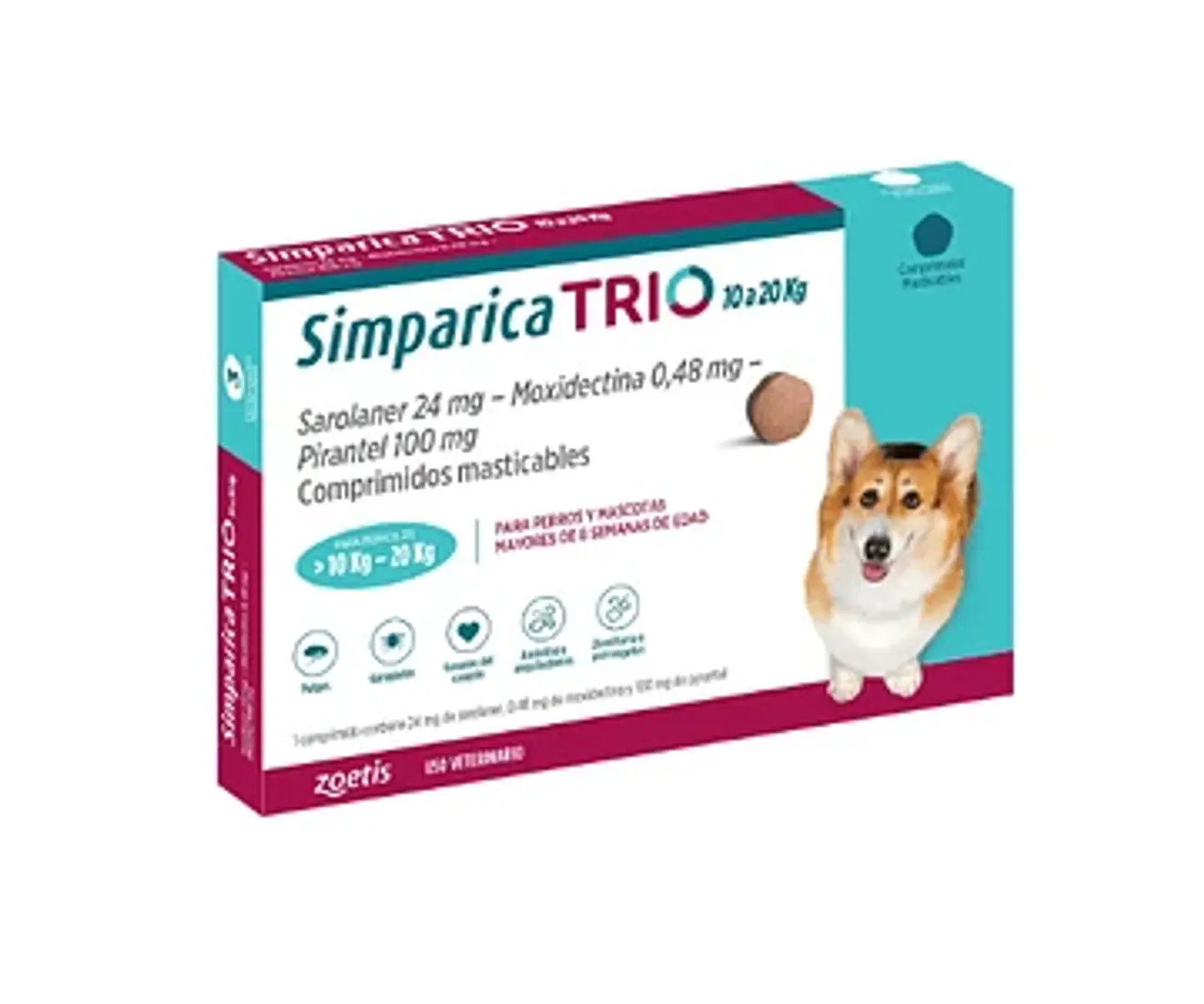 Simparica Trio de 10 a 20 kg 3 Comprimidos  1