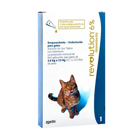 Antiparasitario interno y externo Revolution Gato 2.6 a 7.5kg 