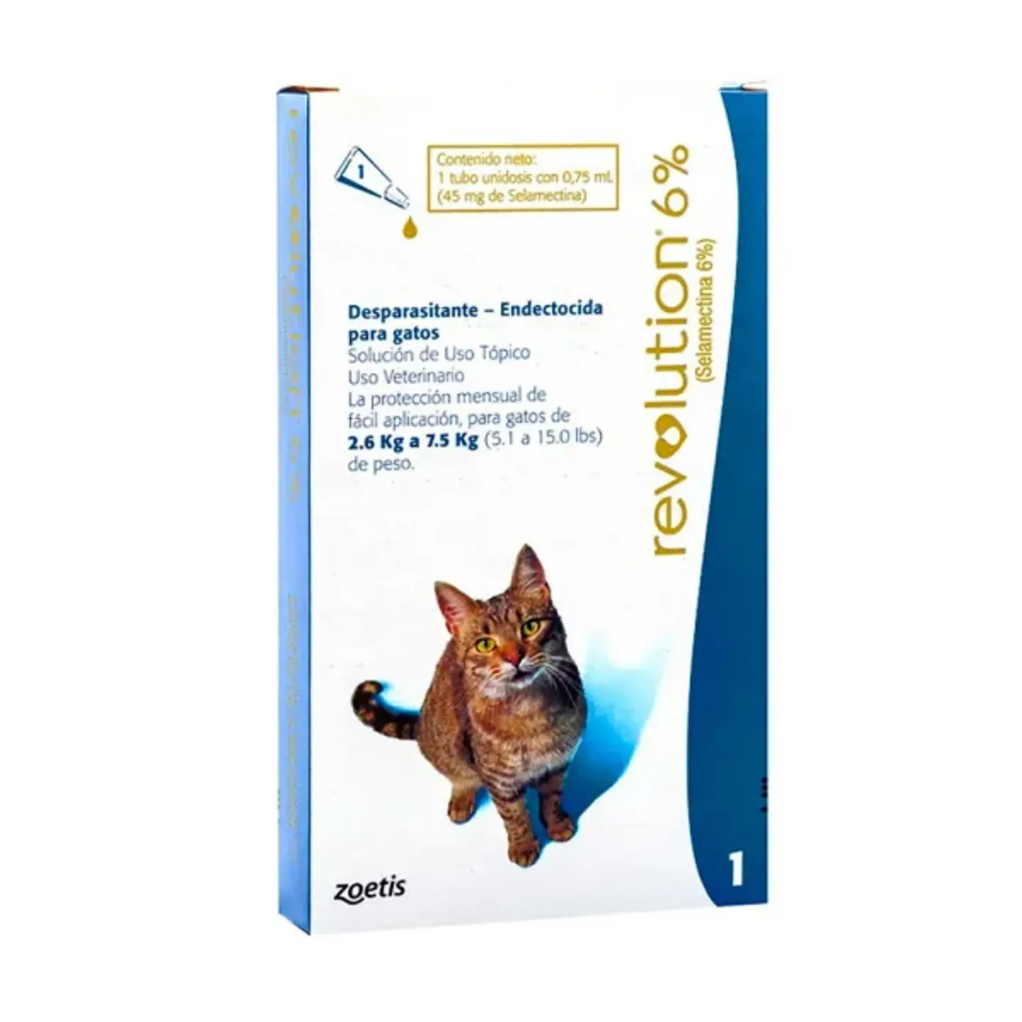 Antiparasitario interno y externo Revolution Gato 2.6 a 7.5kg  1