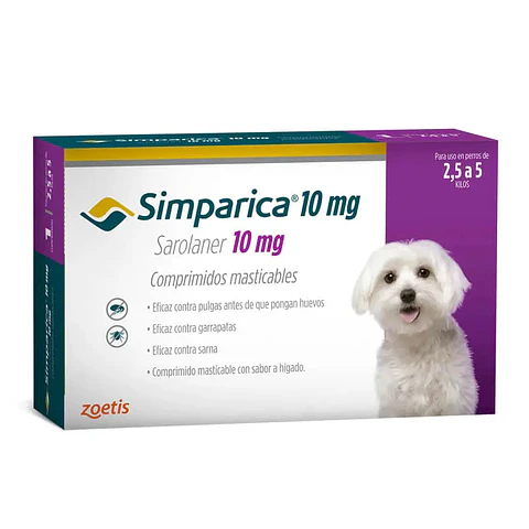Simparica Contra Pulgas y Garrapatas Sarna 2.5 a 5K 