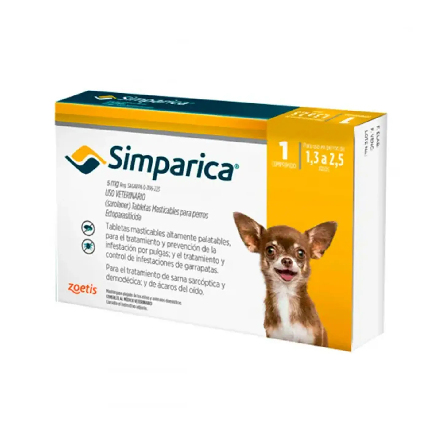 Simparica Contra Pulgas y Garrapatas Sarna 1.3 a 2.5K  1
