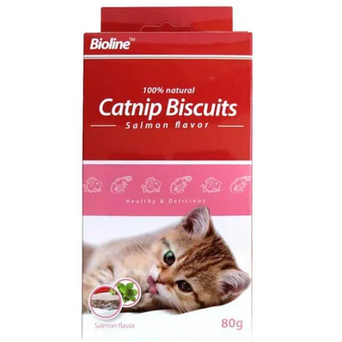 Galletas CatNip Biscuits Salmon Bioline 80Grs 