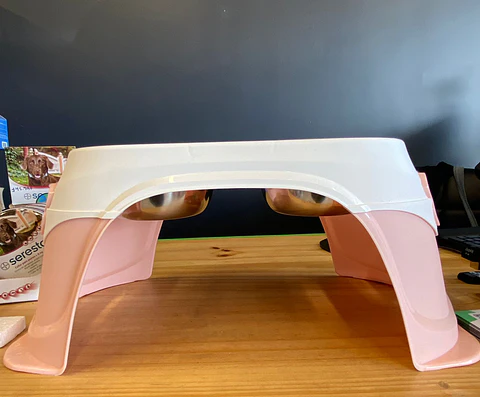 Plato Doble con Pedestal Rosado 