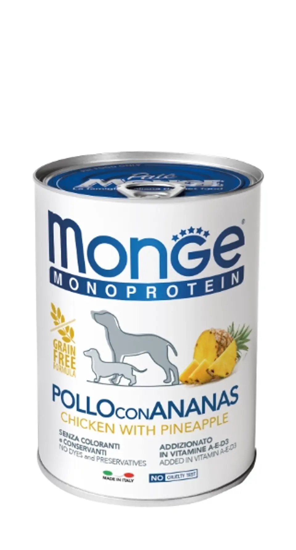 Monge Humedo Pollo con Piña Perro 400 GRS 1