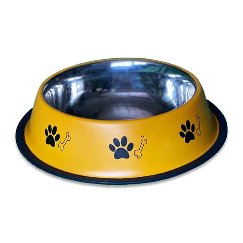 Plato Acero Inoxidable Diseño Huellas 29cms 