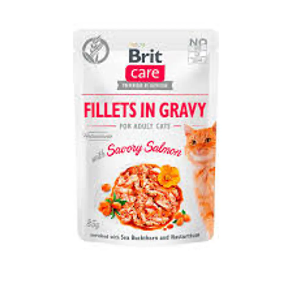 Brit Care Cat Fillets in Gravy With Savory Salmon 85Grs  1