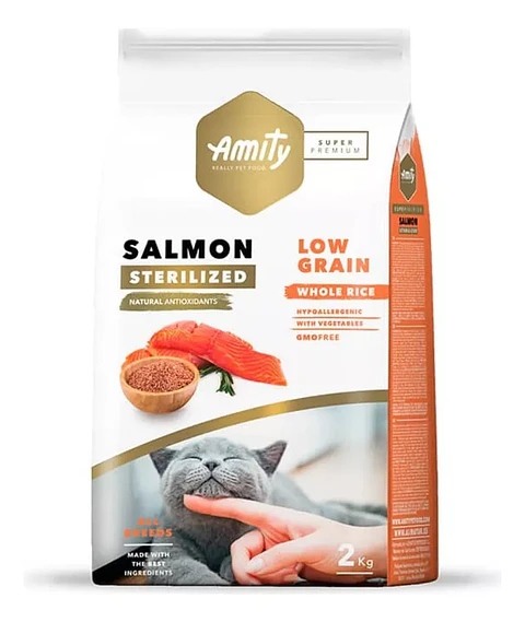 Amity Gato Esterilizado Salmon Bajo en Granos 7k 