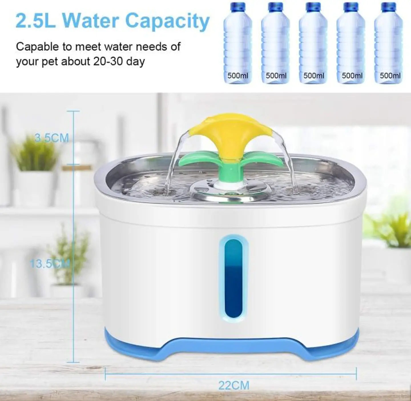 Fuente Flor acero inoxidable 2.5L  3