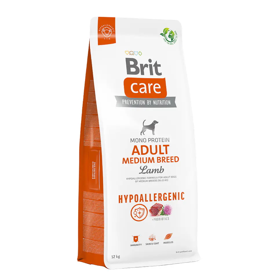 Brit Care Dog Hypoallergenic Adult Medium Lamb 12K  1