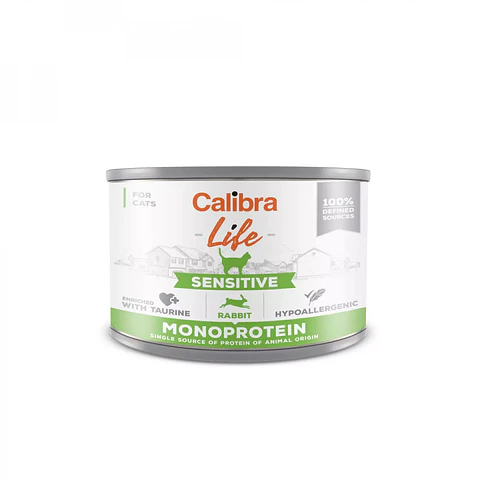 Calibra Life Cat Lata Sensitive Rabbit 200grs 