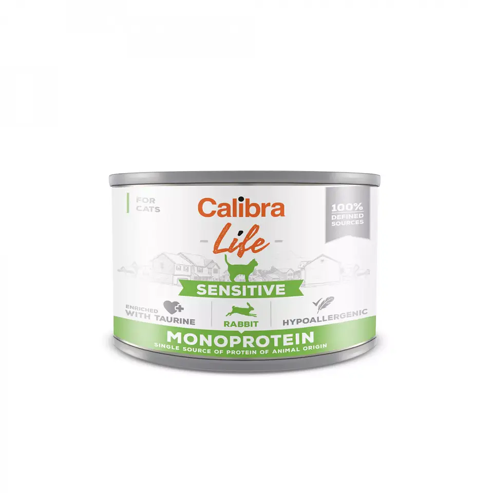 Calibra Life Cat Lata Sensitive Rabbit 200grs  1