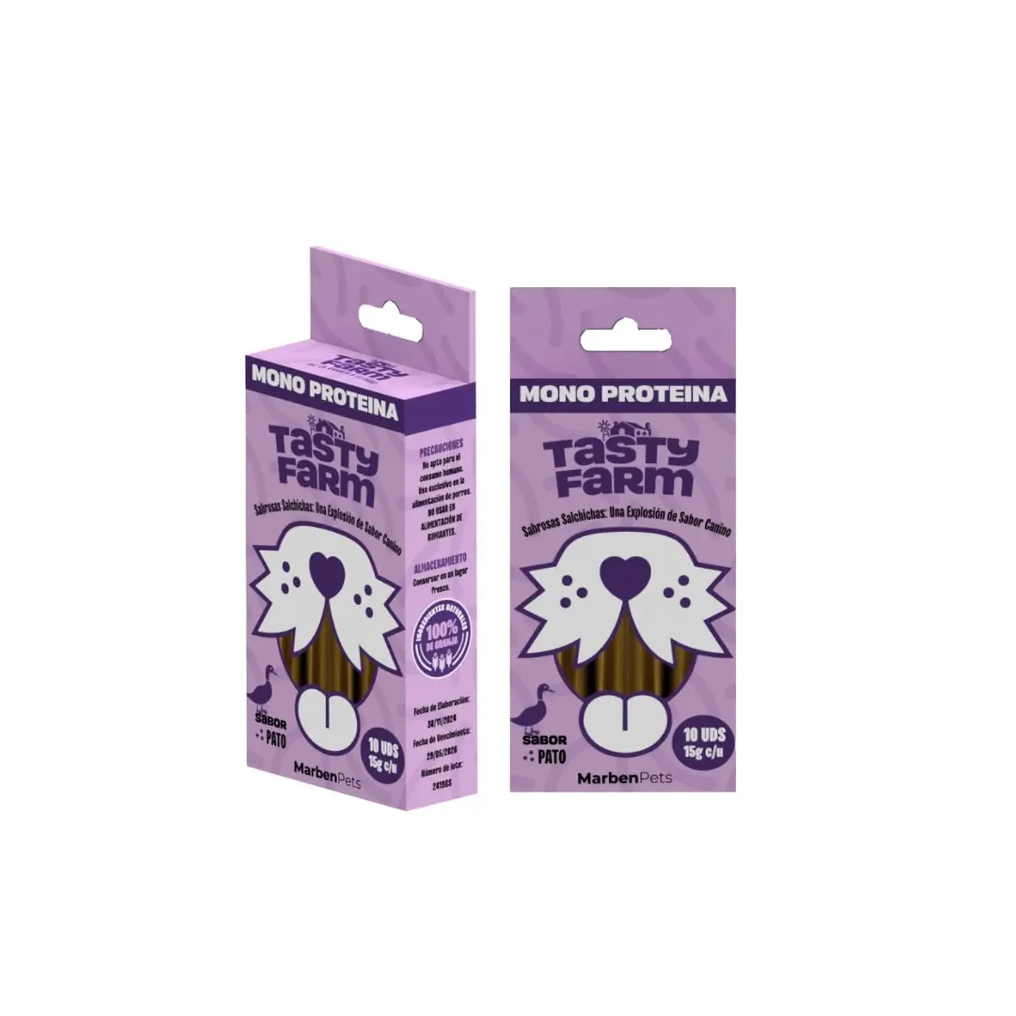 Tasty Farm Salchichas Monoproteicas 15grs Sabor Pato 1