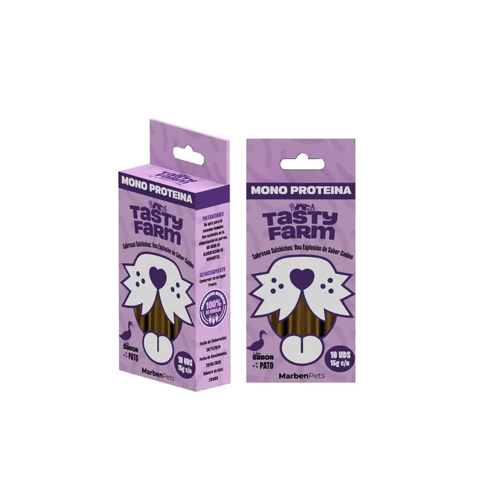 Tasty Farm Salchichas Monoproteicas 15grs Sabor Pato 1