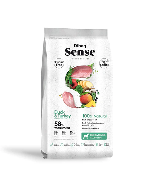 Sense Pavo y Pato Light para Perro Adulto o Senior 12K 