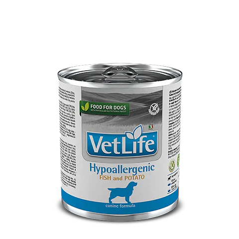 VetLife Comida Humeda Hypoallergenic Pescado Papa 300 grs 