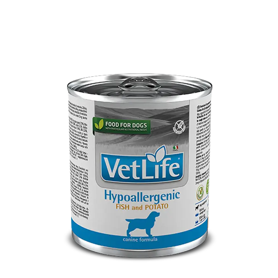 VetLife Comida Humeda Hypoallergenic Pescado Papa 300 grs  1