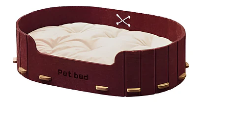 Pet Bed Red Base Madera 60x40x15 