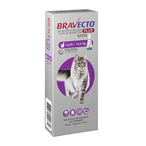 Bravecto Plus Gato Pipeta Externa e Interna 6.25 a 12.5K
