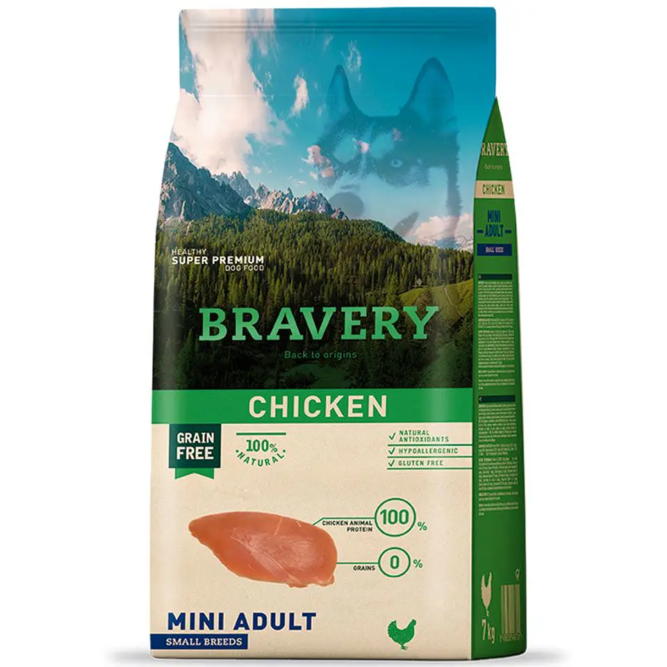 Bravery Chicken Mini Adult alimento para perro 1