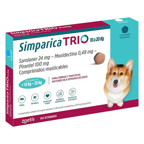 Simparica Trio de 10 a 20 kg 3 Comprimidos 