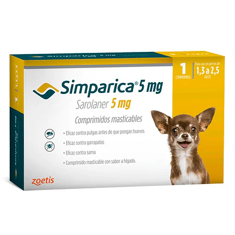 Simparica Contra Pulgas y Garrapatas Sarna 1.3 a 2.5K 