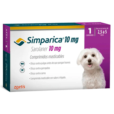 Simparica Contra Pulgas y Garrapatas Sarna 2.5 a 5K 