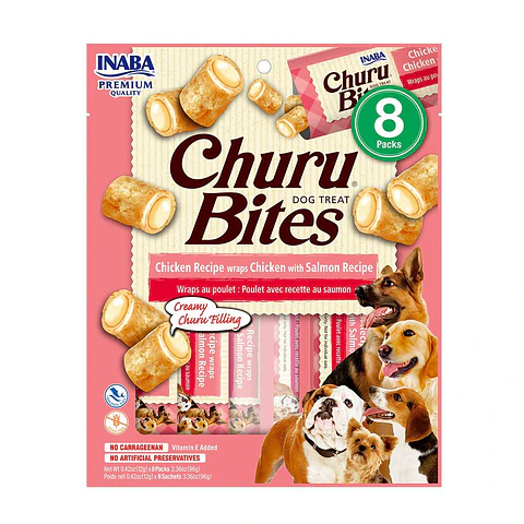 INABA CHURU BITES DOG 8 PACKS POLLO CON SALMON 