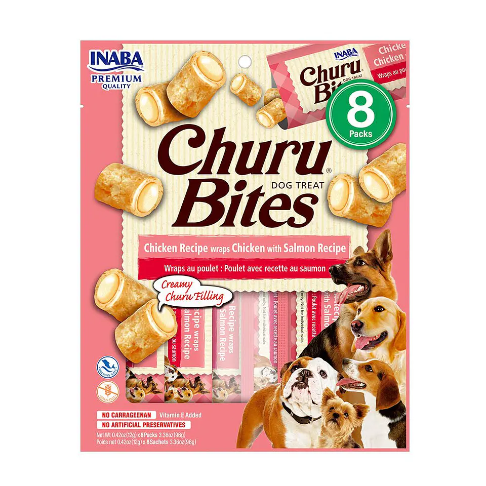 INABA CHURU BITES DOG 8 PACKS POLLO CON SALMON  1
