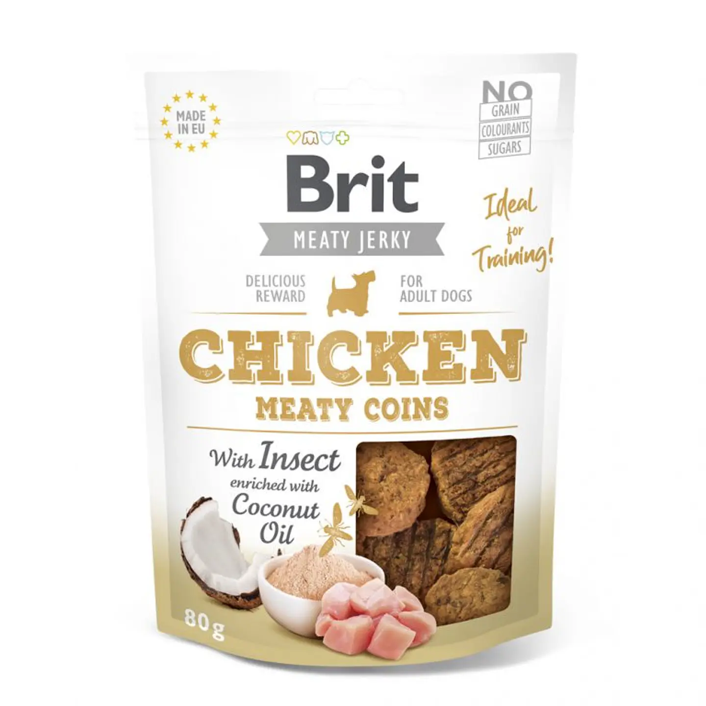 Brit Jerky Snack Chicken With Insect Meat Coins For Dogs 80grs  1