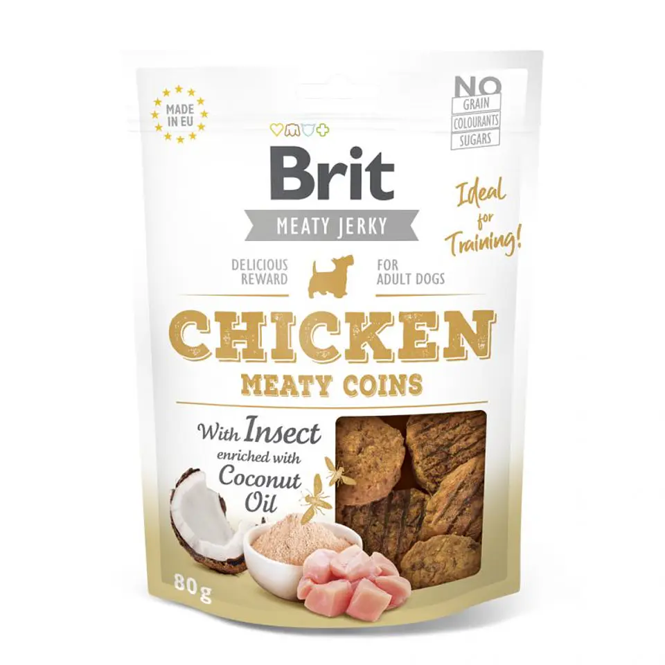 Brit Jerky Snack Chicken With Insect Meat Coins For Dogs 80grs  1
