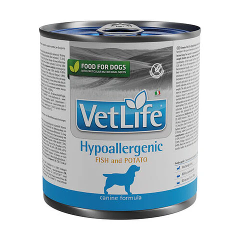 VetLife Comida Humeda Hypoallergenic Pescado Papa 300 grs 