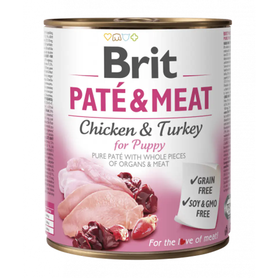 Brit Pate Meat & Meat Chicken Turkey Puppy 800Grs  1