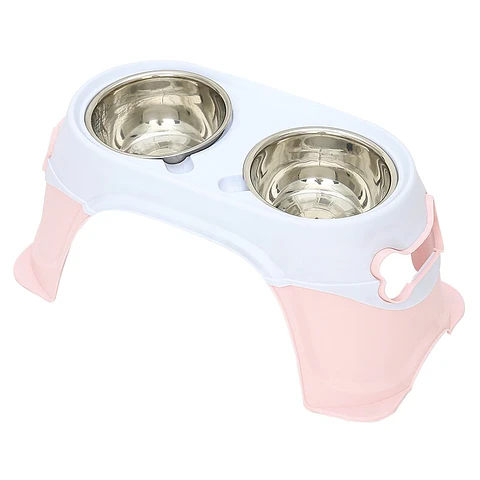 Plato Doble con Pedestal Rosado 