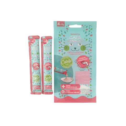 Cat Snack Tubitos Cremosos 15g (Canjea hasta 1500 PB) Camaron y Hierba Gatera