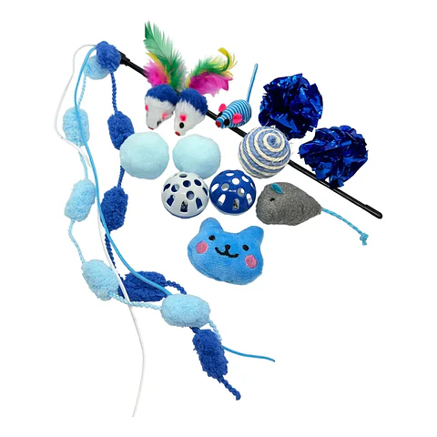 Kit Juguete Azul Para Gatitos 