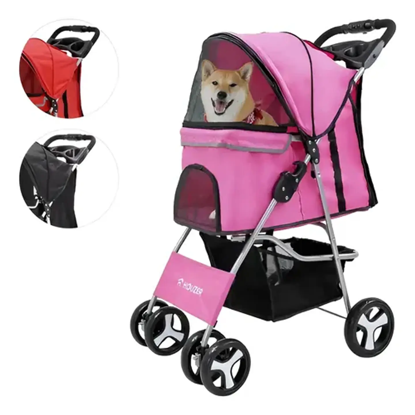 Coche Para Perro 4 Ruedas Rosado  1