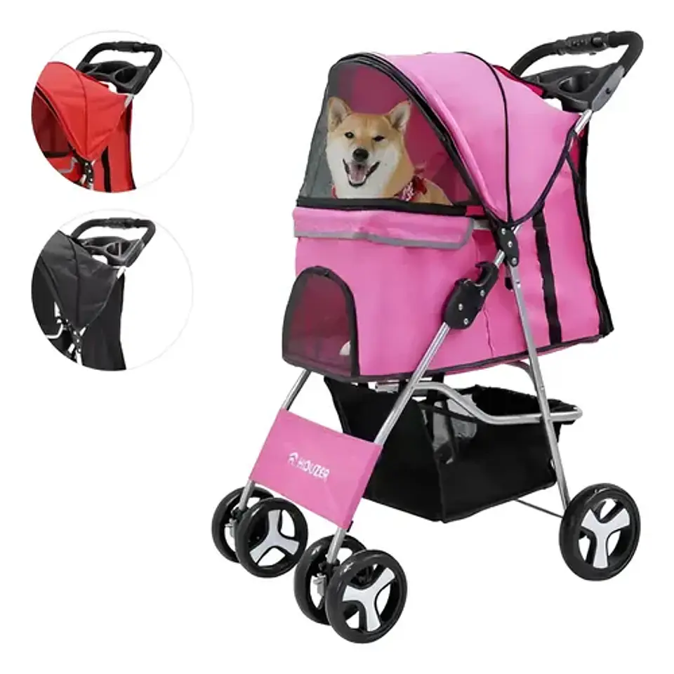 Coche Para Perro 4 Ruedas Rosado  1