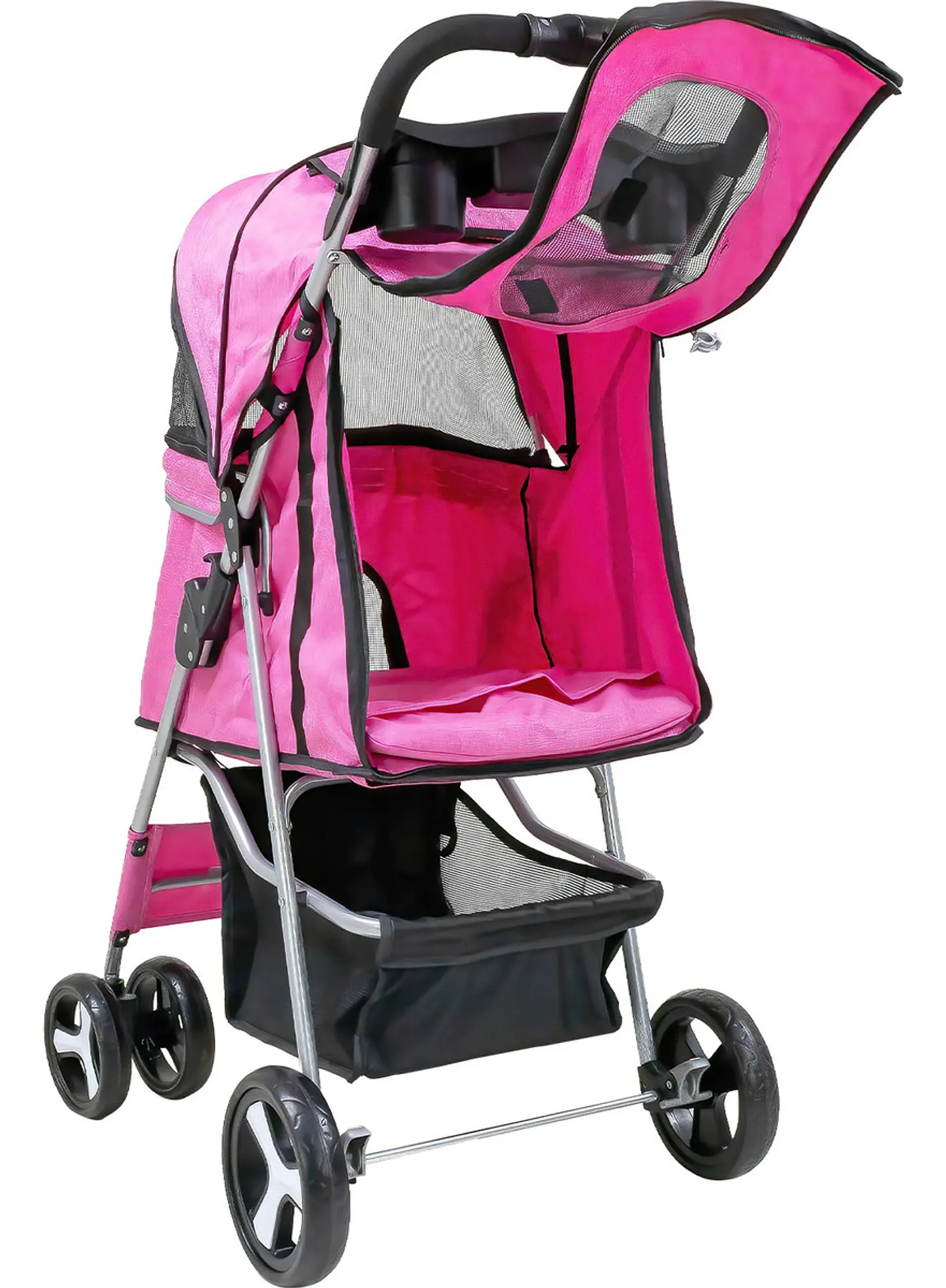 Coche Para Perro 4 Ruedas Rosado  3