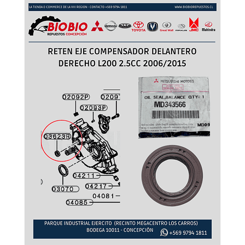 Reten Eje Compensador Delantero Derecho L200 2.5cc 2006/2015 ORIGINAL