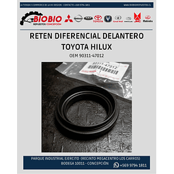 Reten Diferencial Delantero Toyota Hilux 90311-47012