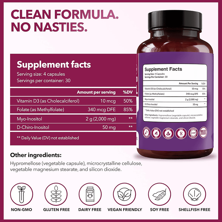 Myoinositol + D - chiro con D3 y metilfolato 2