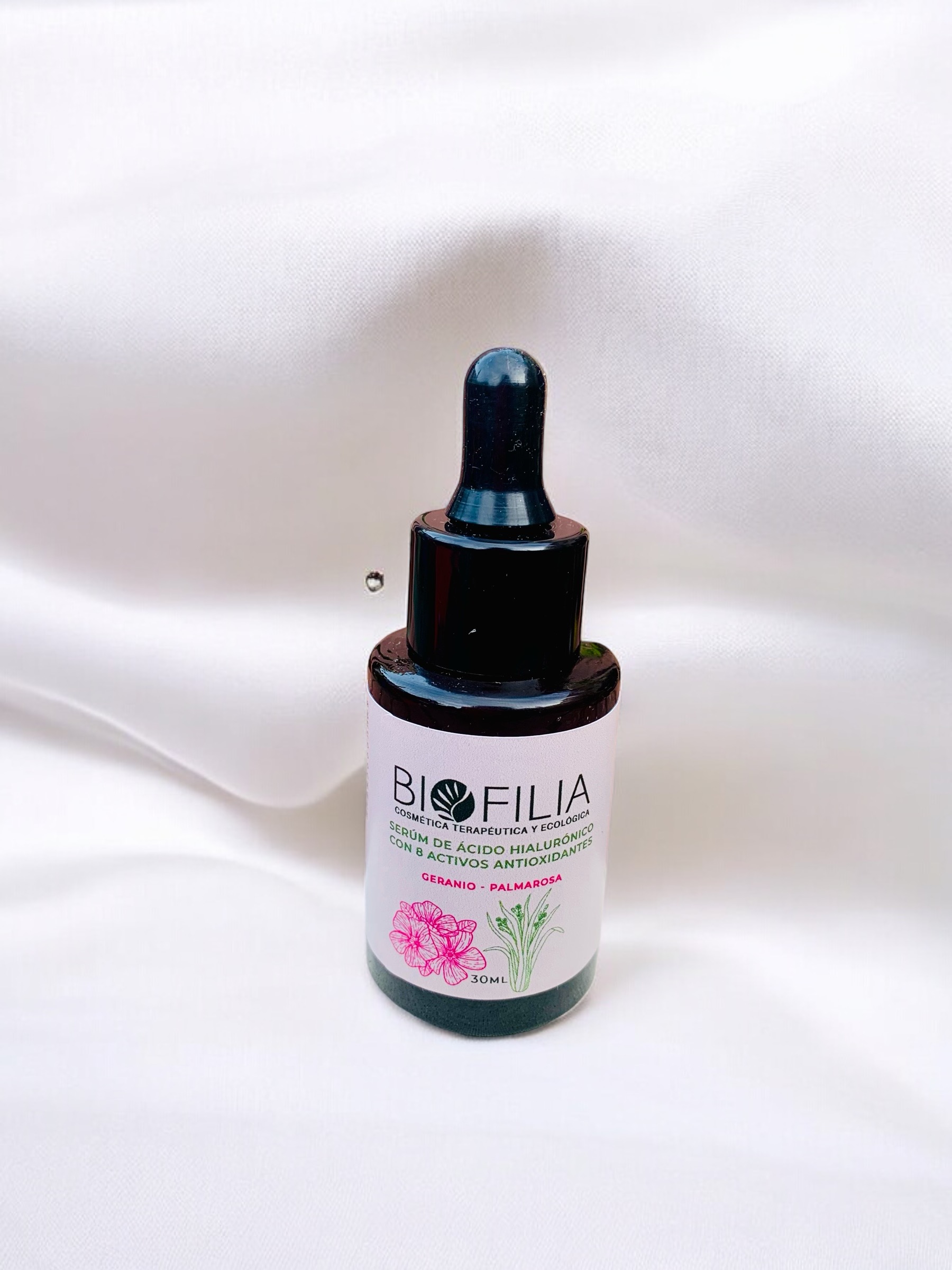 Serum de Ácido Hialurónico + activos antioxidante, Geranio y Palmarosa