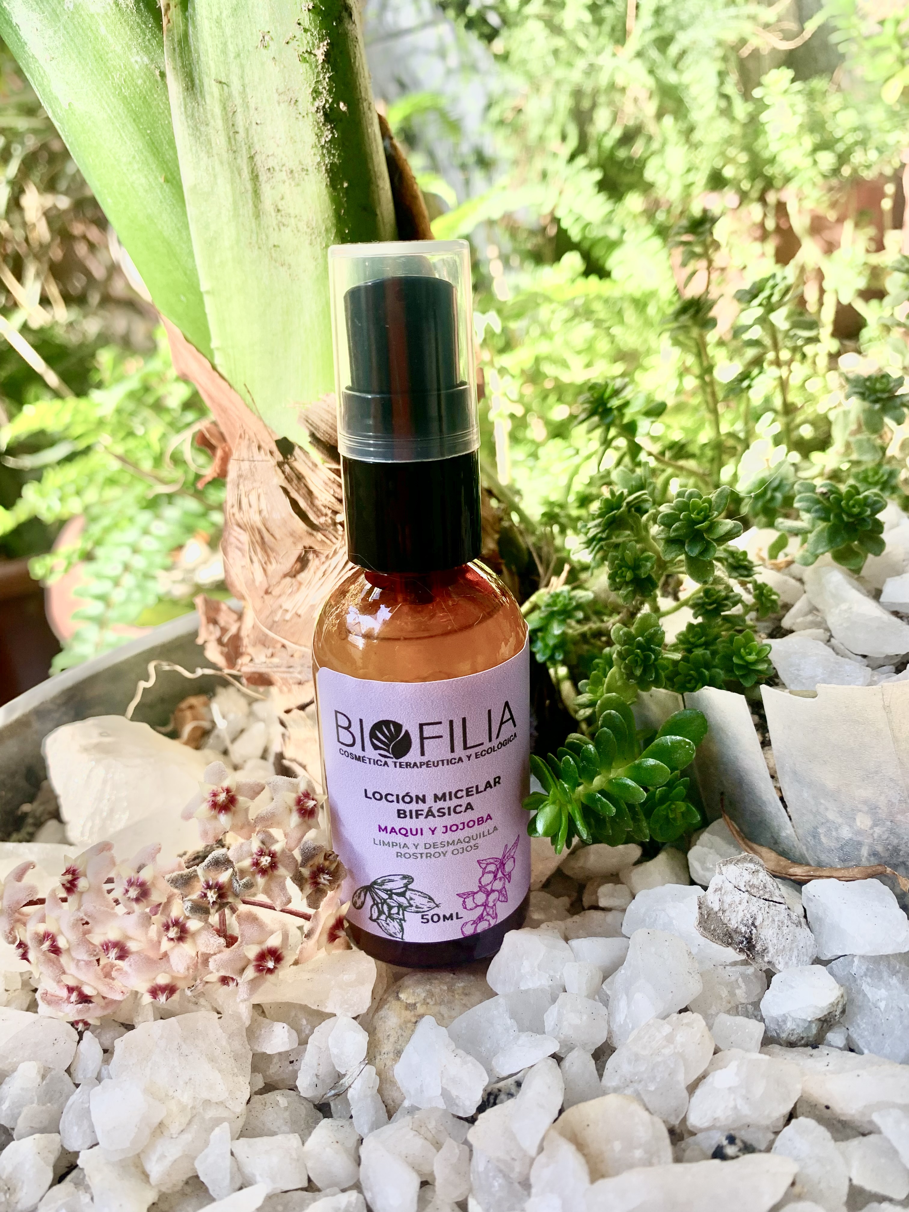 Loción Micelar Bifásica Jojoba-Maqui con agua de shunguita