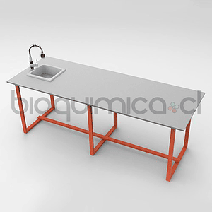 Mesón de Laboratorio de Alta Resistencia Acero Inoxidable con Lavabo - 240 x 90 x 90 cm