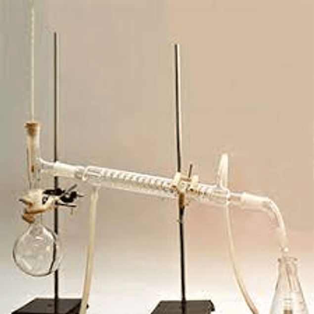 Sistema Destilacion  con Soportes Universales, Pinzas y Matraz Colector