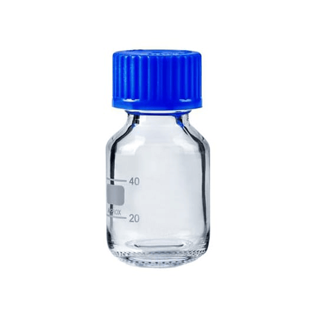 Botella Tapa Azul - Borosilicato Duran - 50 Ml