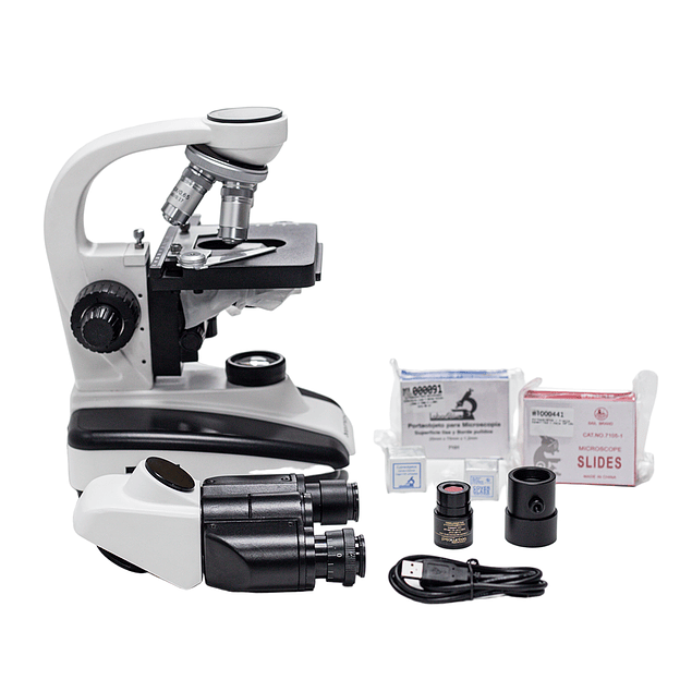 Set de Microscopio Trinocular + Accesorios